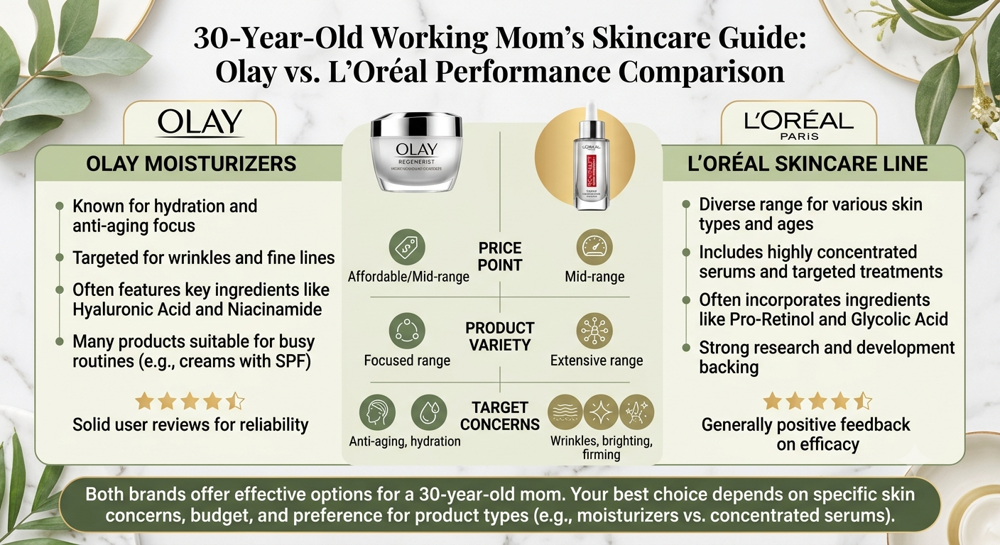 i’m a 30-year-old working mom. how do olay moisturizers perform compared to l’oréal’s skincare line?