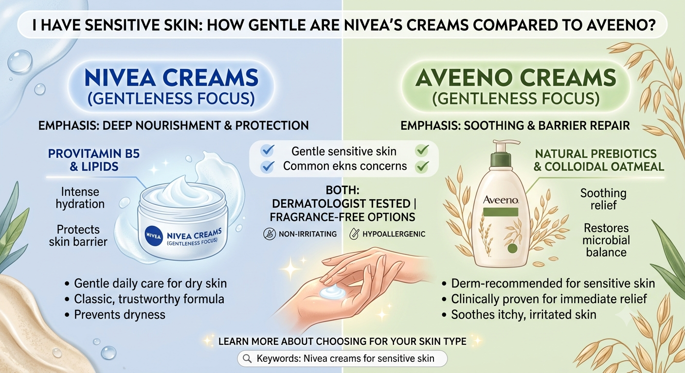 i have sensitive skin. how gentle are nivea’s creams compared to aveeno?